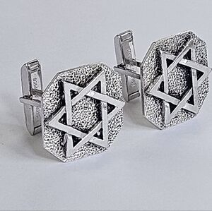 Vintage Virgil Sterling Silver Star of David Cufflinks 1” Judaica Jewish 19.7g